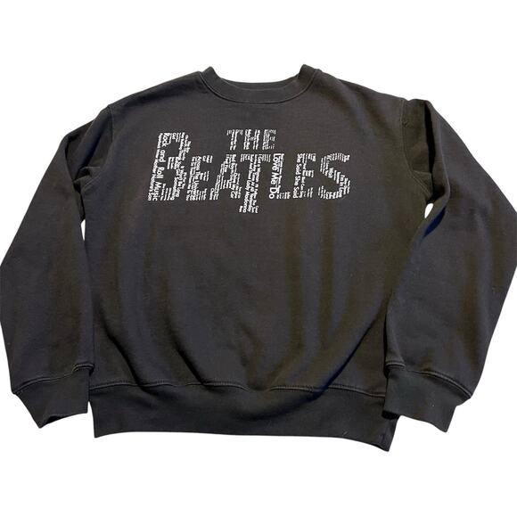 The Beatles Black Crewneck Sweatshirt Song Title Graphic Unisex XS - Picture 1 of 4